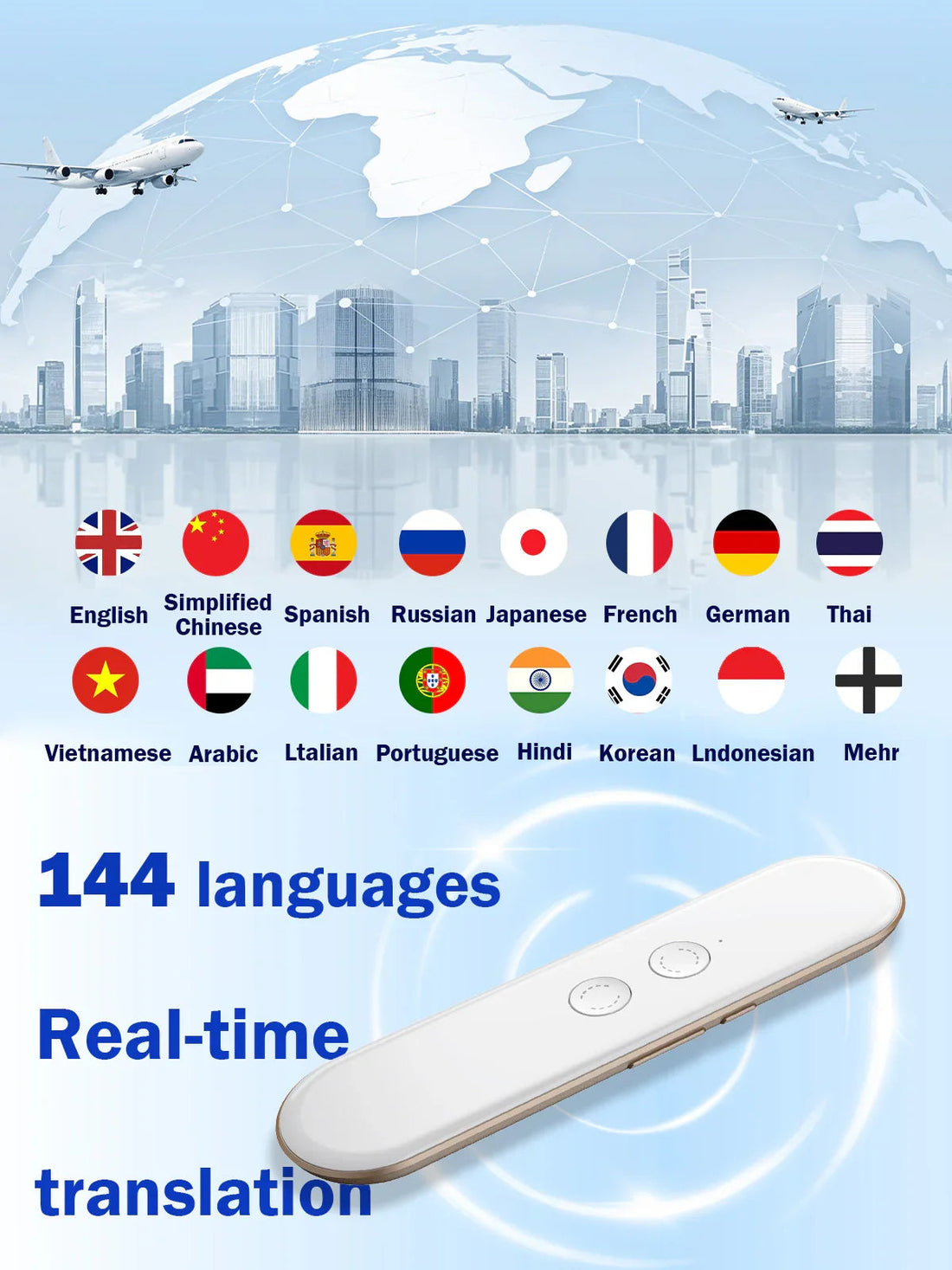 Polyverus® G9 Smart Translator Pen – 144-Language AI Voice & Text Translator