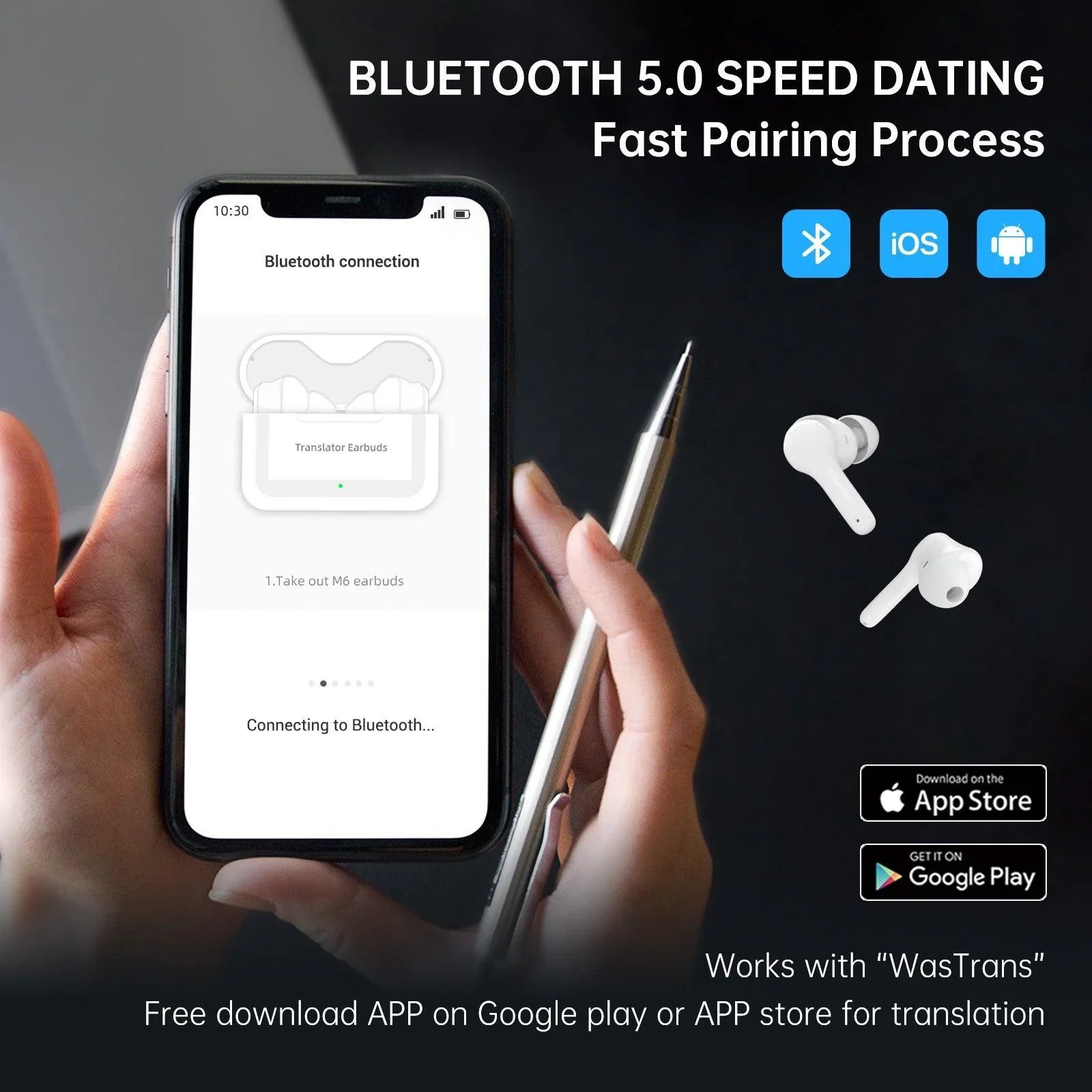 Polyverus® M6 AI Language Translator Earbuds – Instant 144-Language Translation